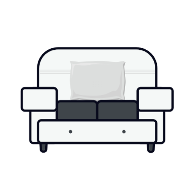 a white couch with pillows on it