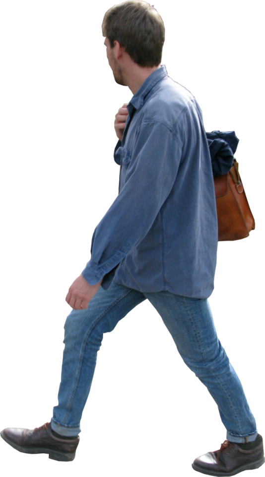 the man is wearing a blue shirt