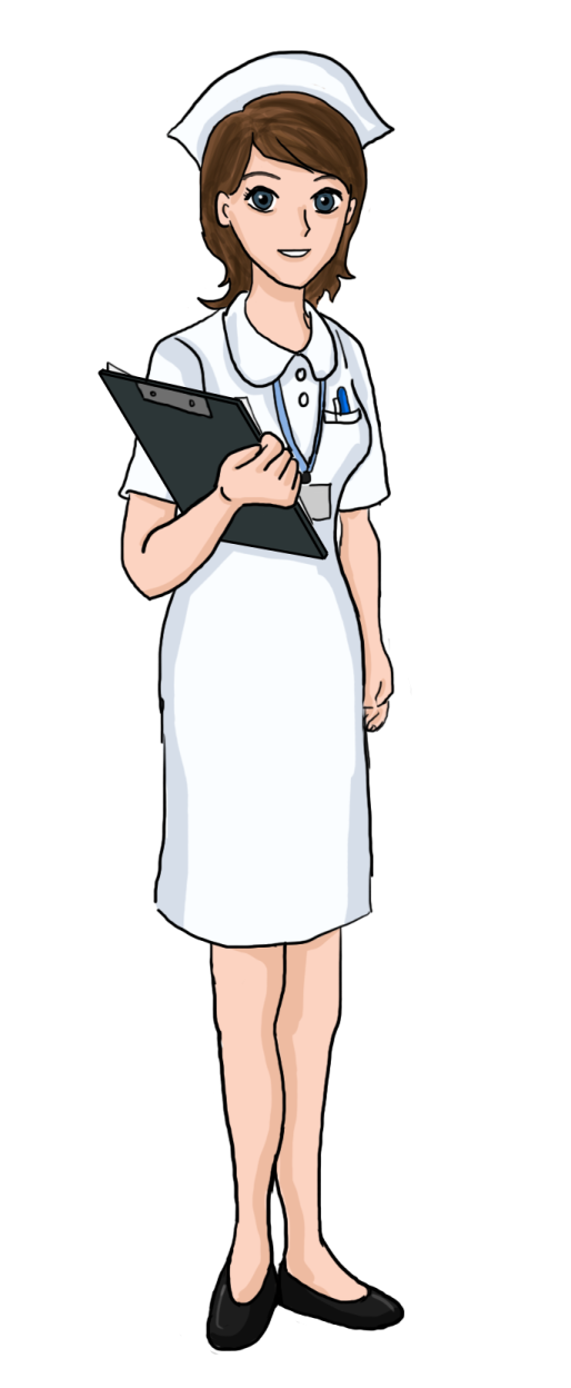 a female nurse holding a clipboard