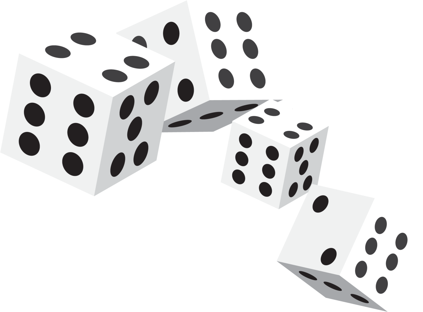 three dice falling from the top