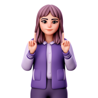 a woman in a purple jacket and white shirt
