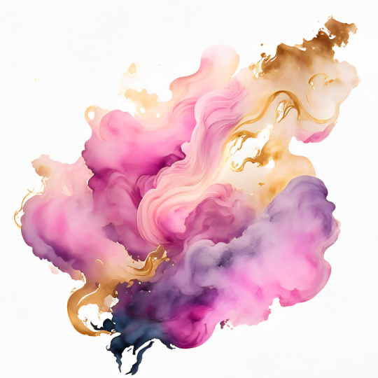 a white background with some pink and yellow paint