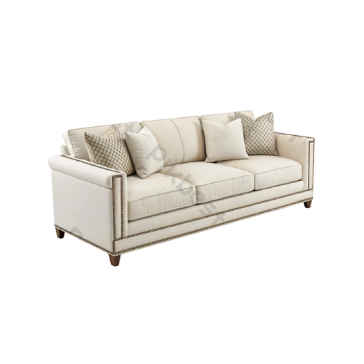 a white couch with pillows and pillows on it