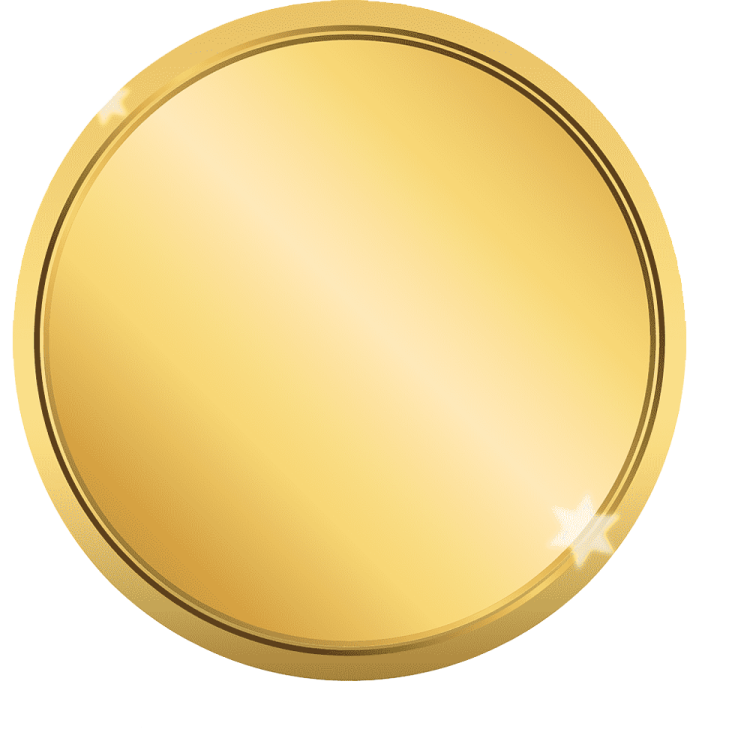 a gold medal on a white background