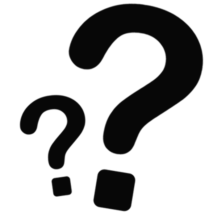 a black question sign with a white background