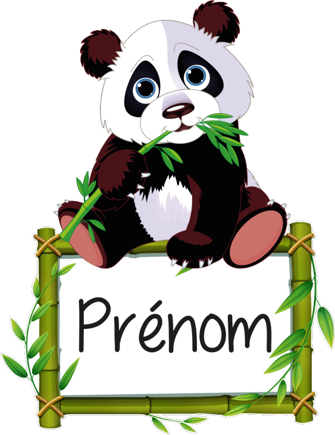 a panda sitting on top of a bamboo sign