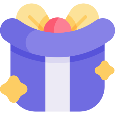 a purple gift box with a red heart inside