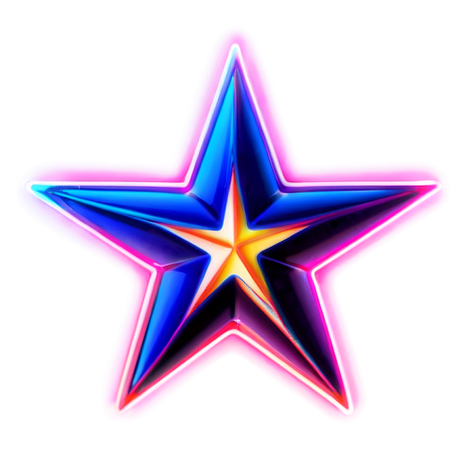 a shiny blue star on a white background