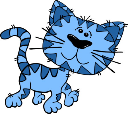a blue cat with black and white stripes