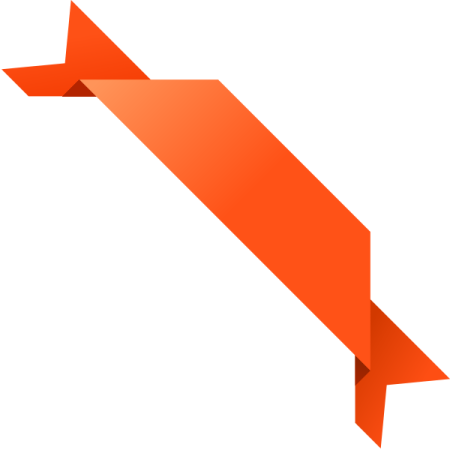 an orange arrow with a white background