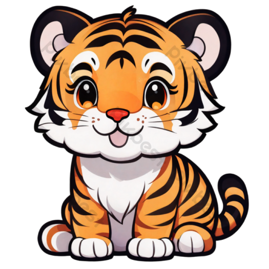 a cartoon tiger sitting on the ground