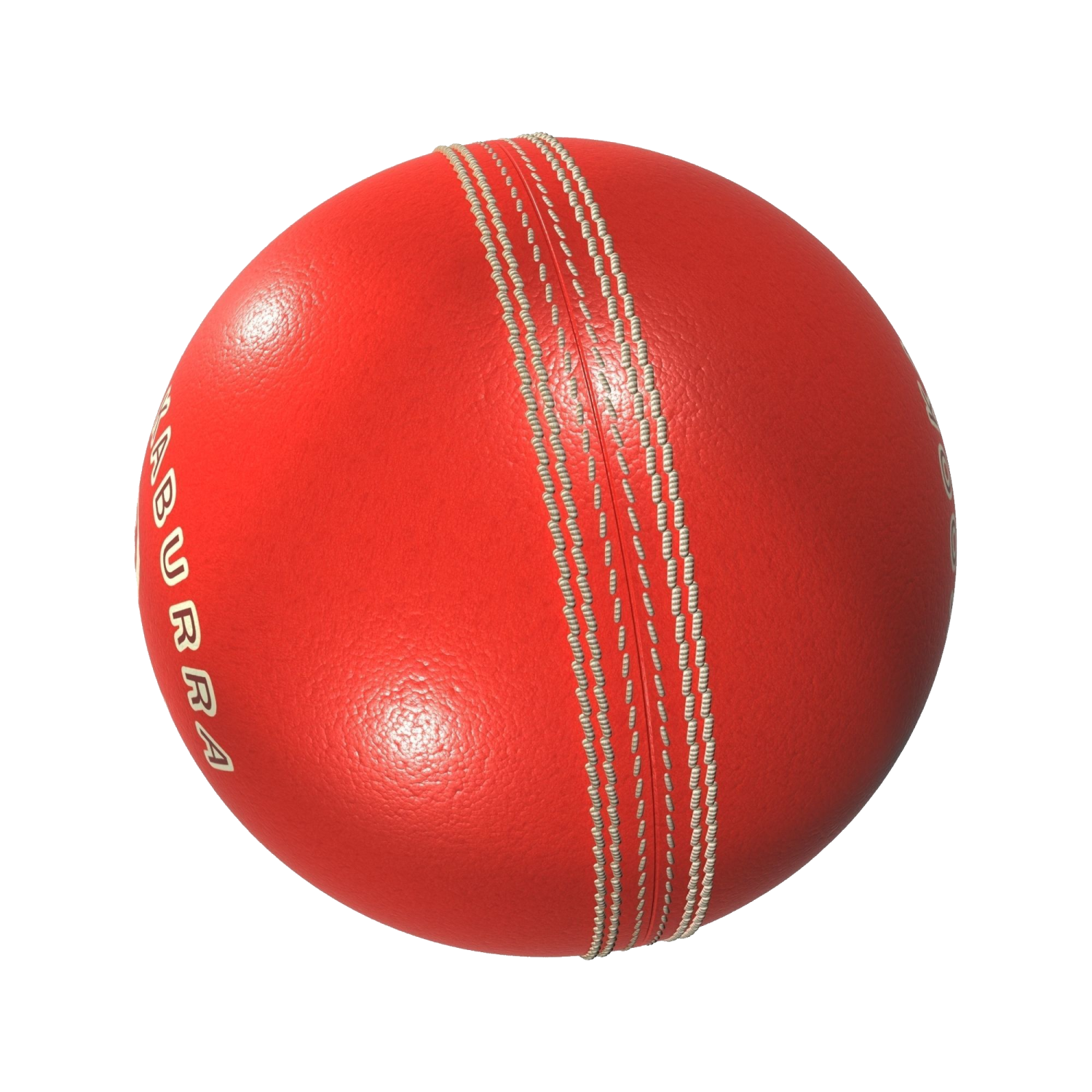a red leather cricket ball on a white background