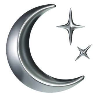 a crescent and star icon