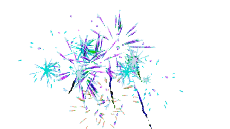a bunch of colorful fireworks on a white background