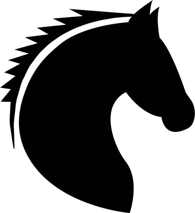 a horse head silhouetted on a white background