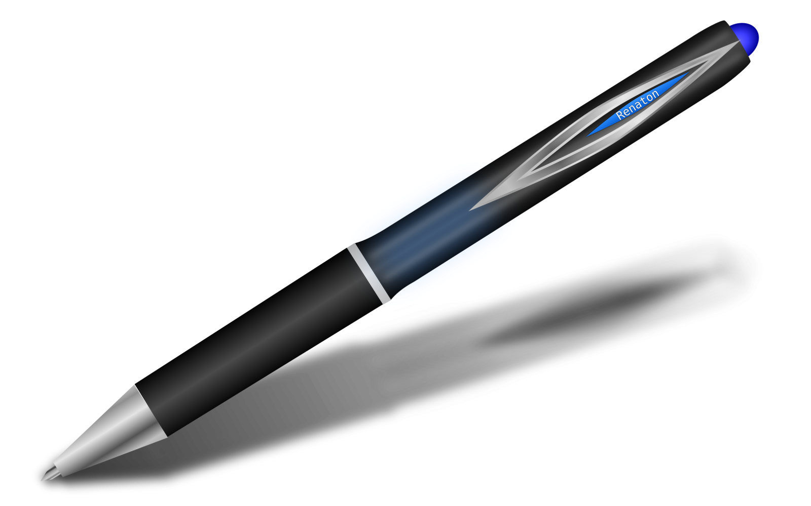 a black and blue pen on a white background