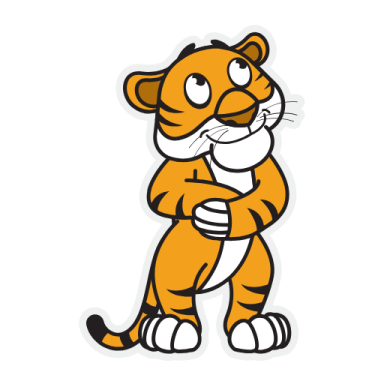 a cartoon tiger standing with his arms crossed