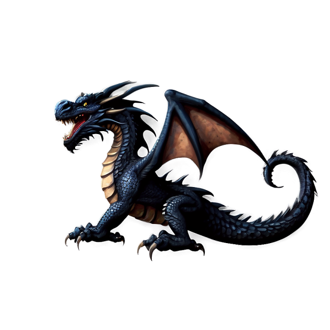 a black dragon with its wings spread out