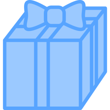 a blue gift box with a bow