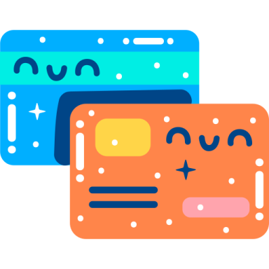 two credit cards with smiley faces on them