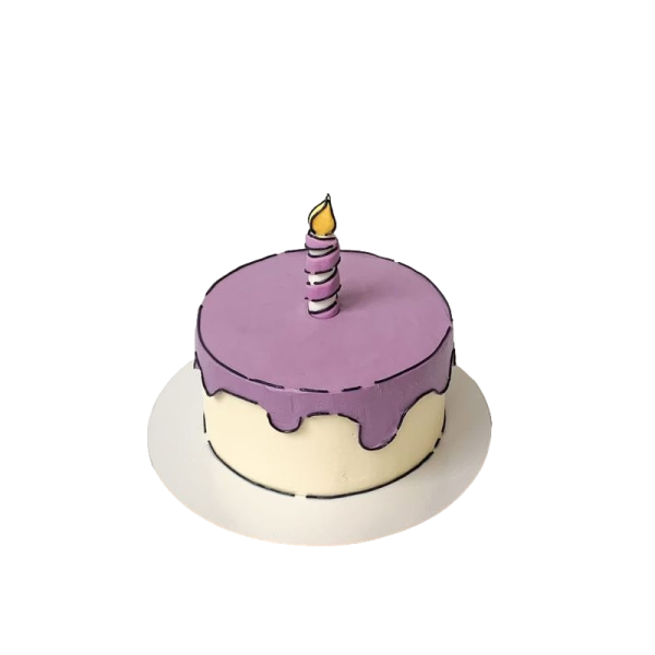 a purple cake with a candle on top