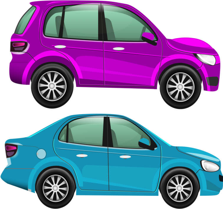 a blue and purple car