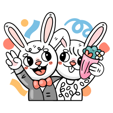a couple of rabbits in a suit and bow tie