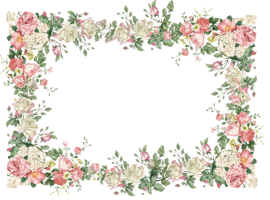 a floral frame with pink and white flowers