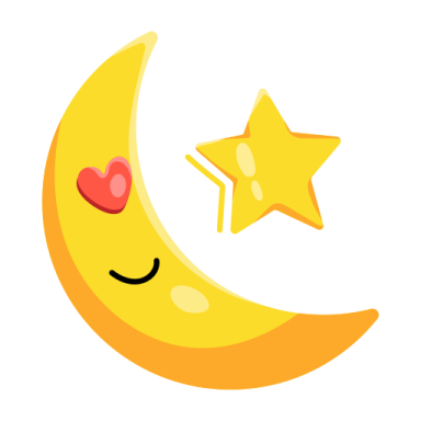 a crescent with a star and a heart on it
