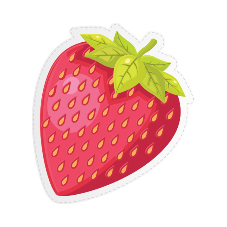 a strawberry sticker on a white background