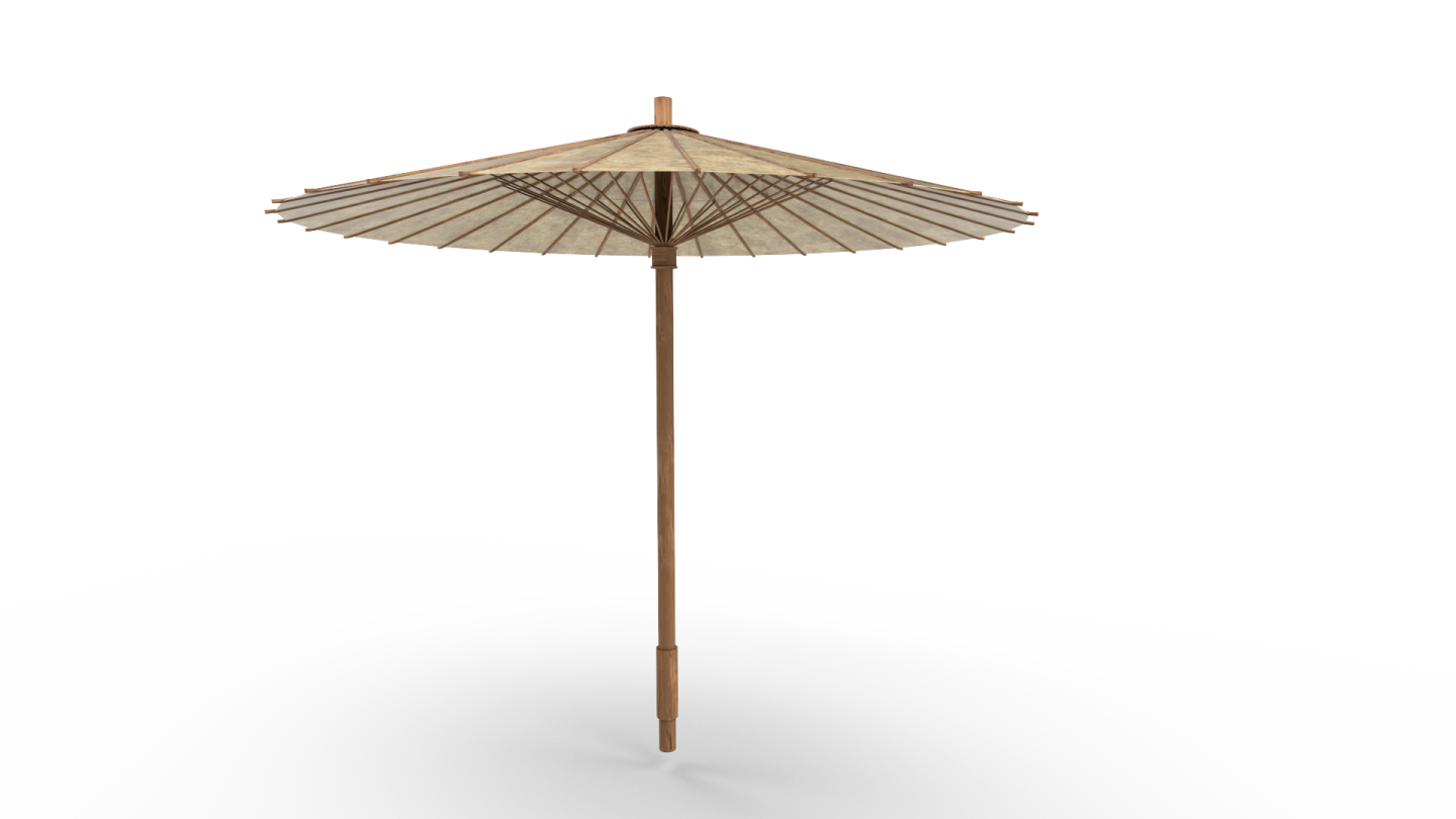 a wooden umbrella on a white background