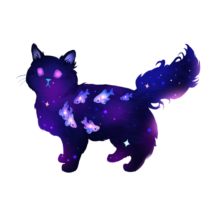 a black cat with butterflies on it's back
