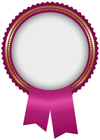 a pink ribbon with gold trim and a white background