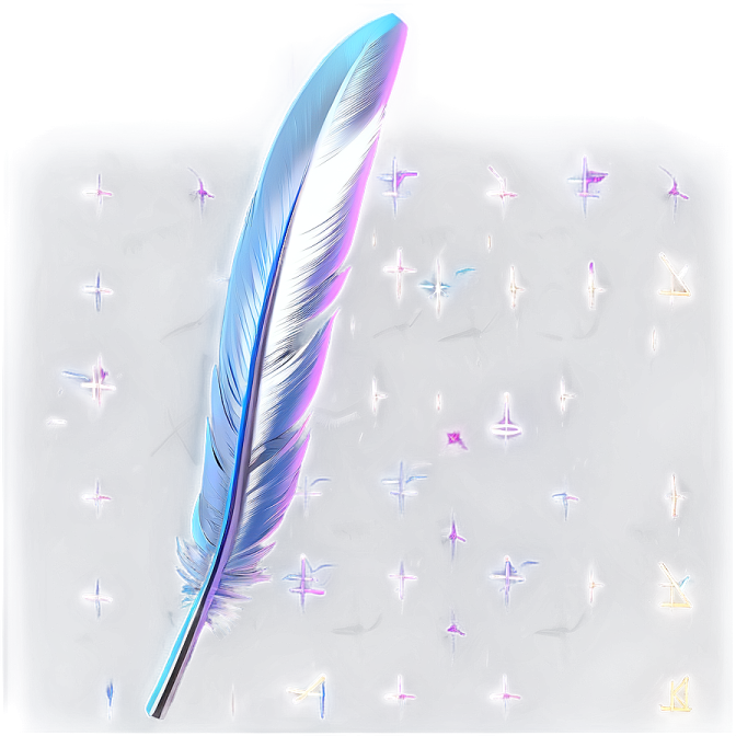 a blue feather on a white background