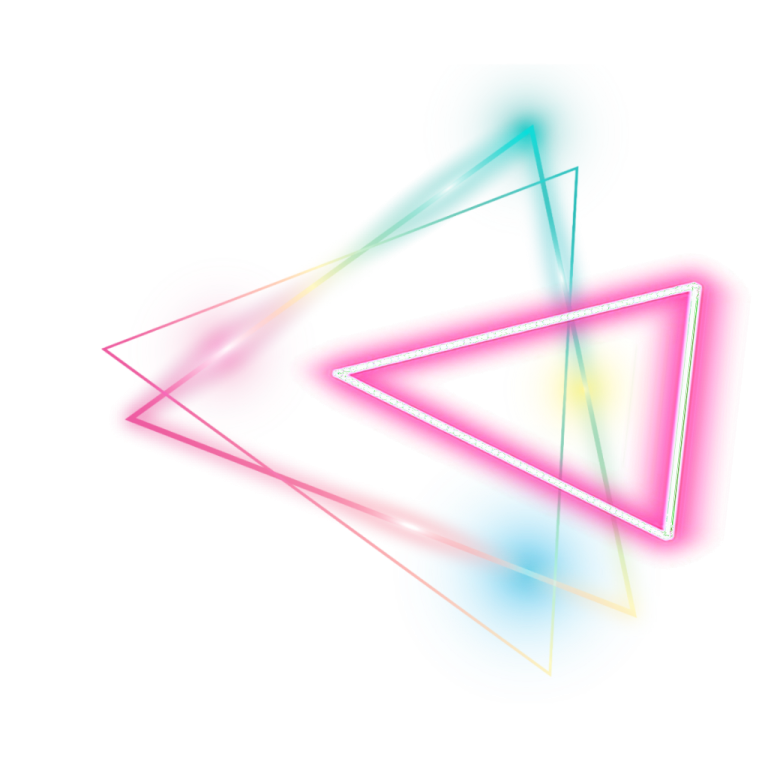 a white background with pink and blue triangles