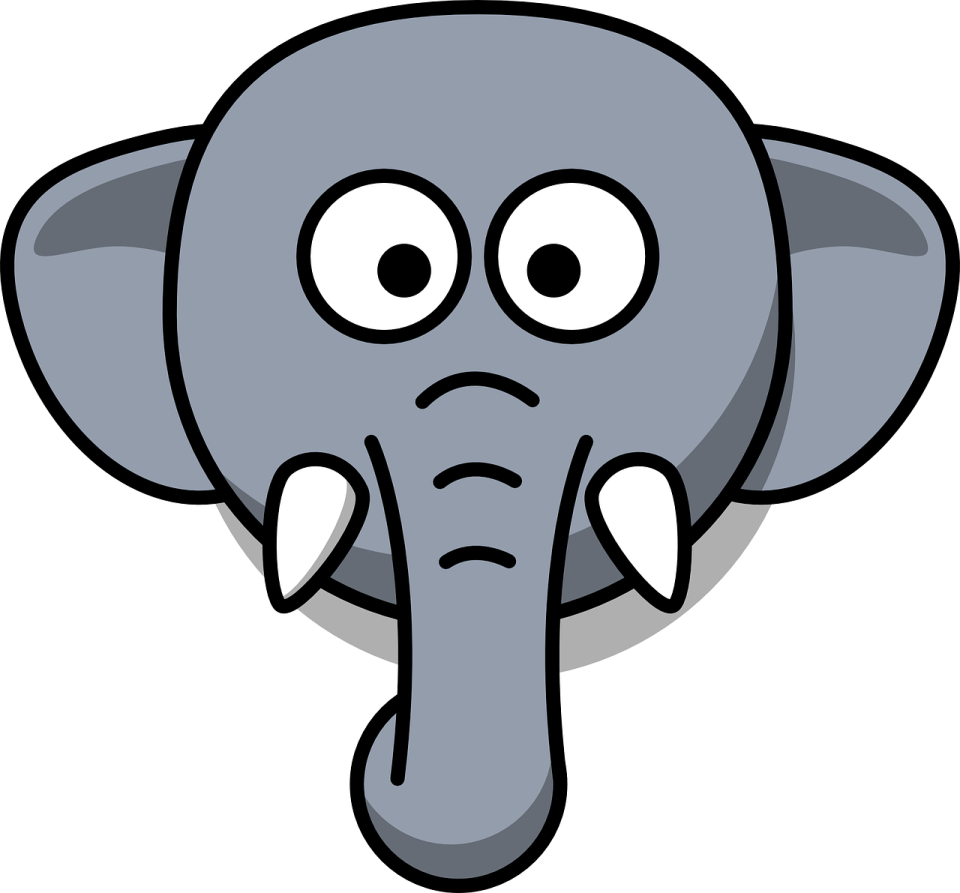 an elephant with a sad face