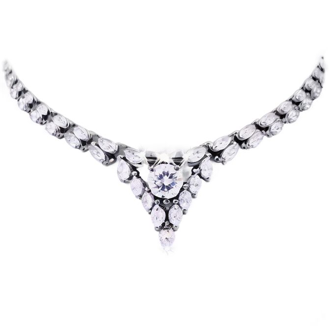 a diamond necklace on a white background