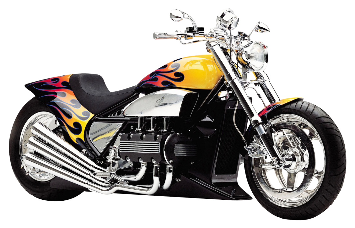 a motorcycle with flames painted on it