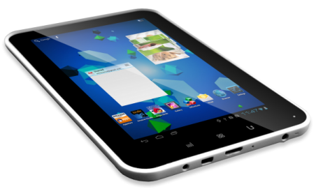 a white tablet with an open screen