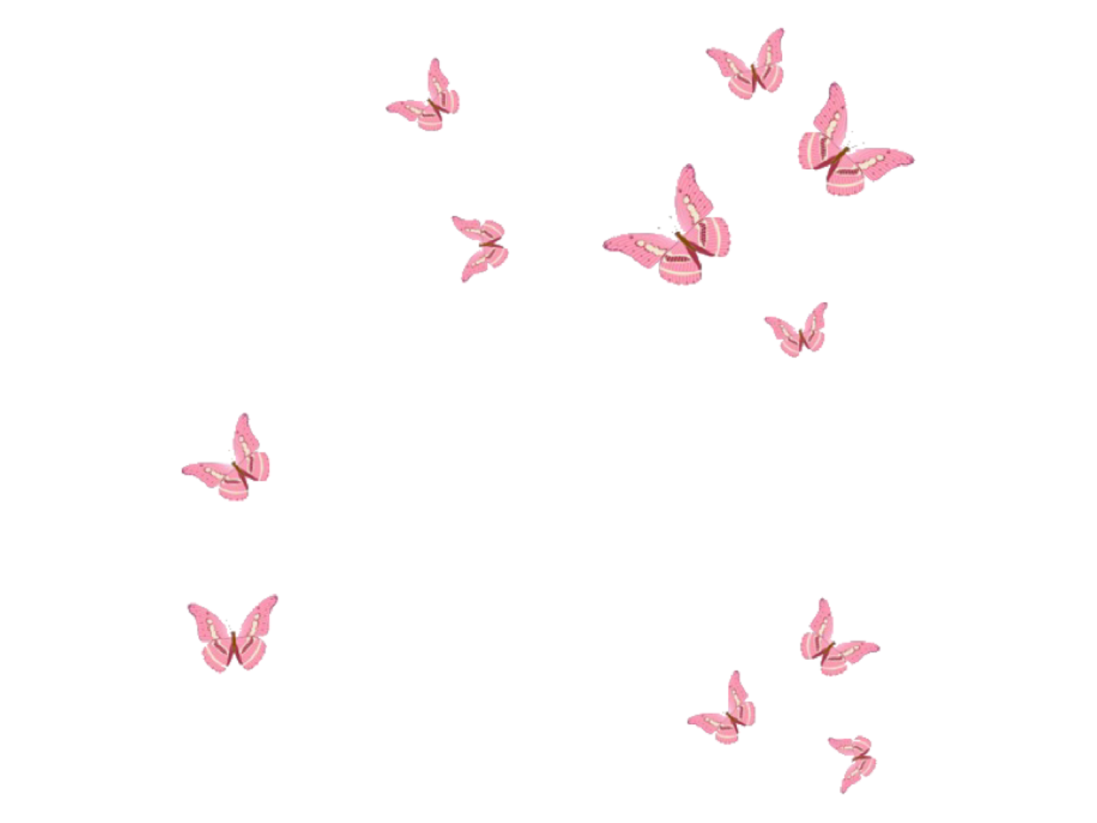 a group of pink butterflies flying in the air