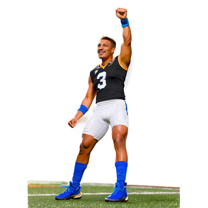 a man in a blue and white uniform holding a soccer ball
