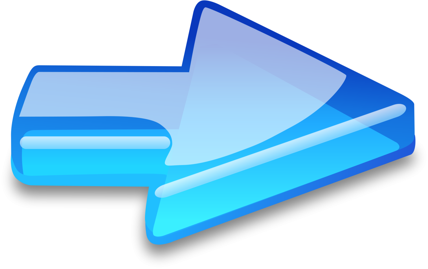 a blue arrow icon on a white background