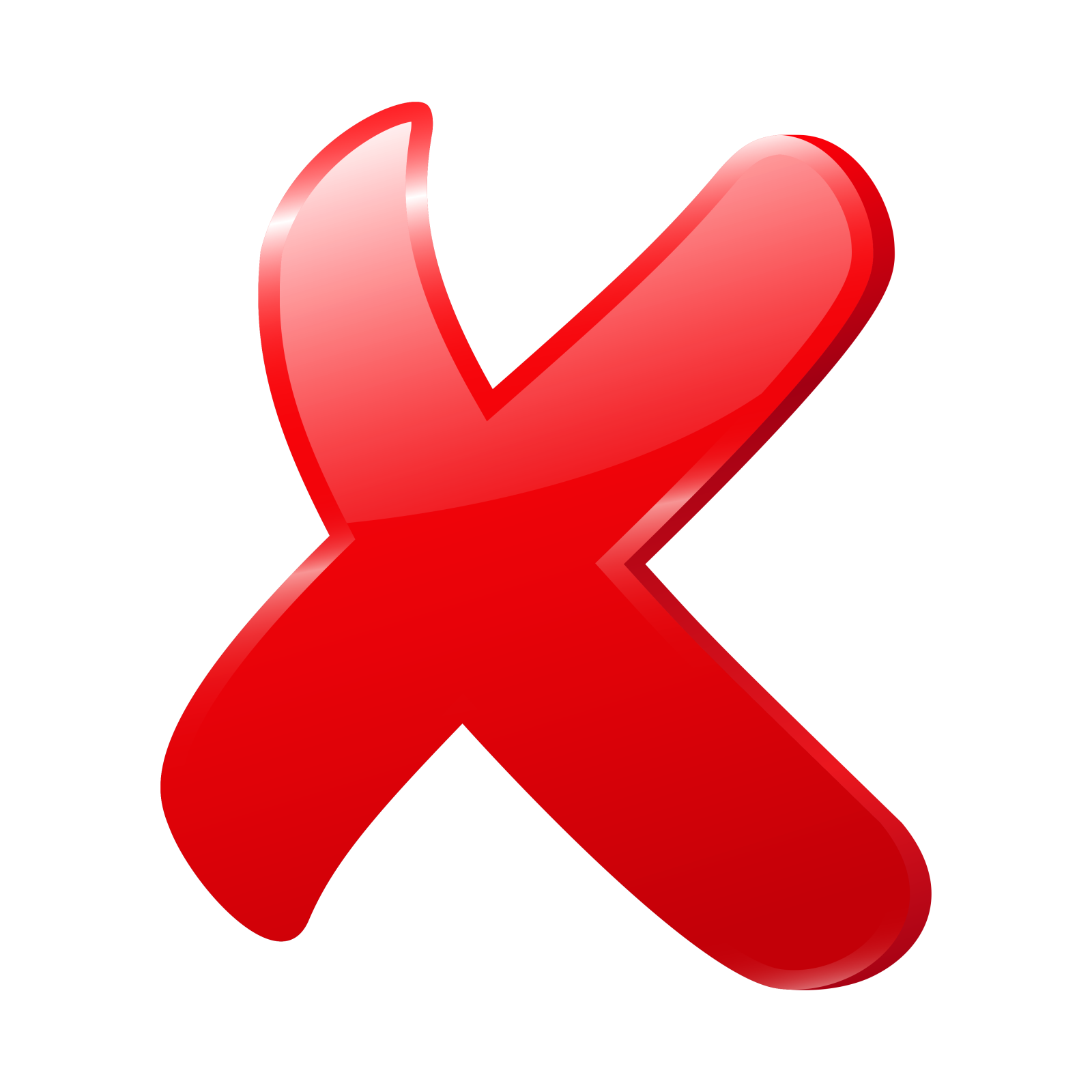a red x symbol on a white background