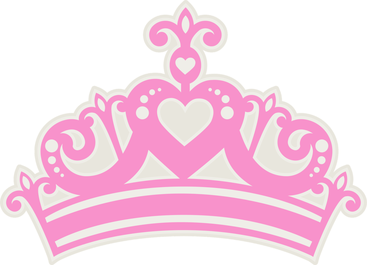 a pink crown with hearts on it