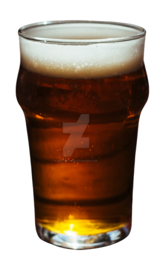 a glass of beer on a white background