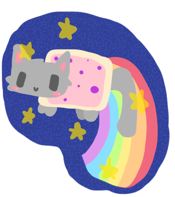 a cat sleeping on top of a rainbow - colored unicorn
