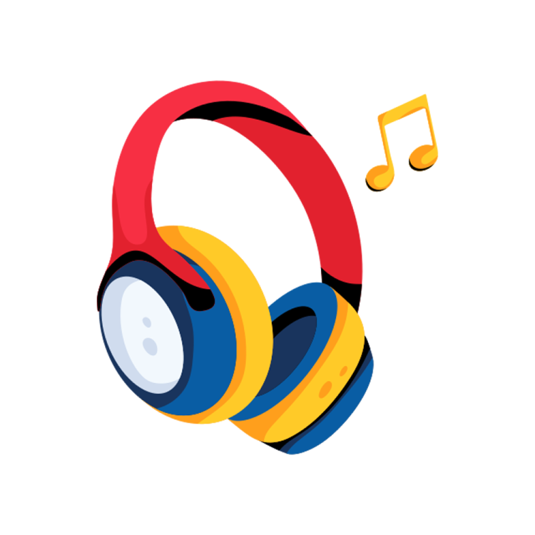 a pair of headphones with music notes