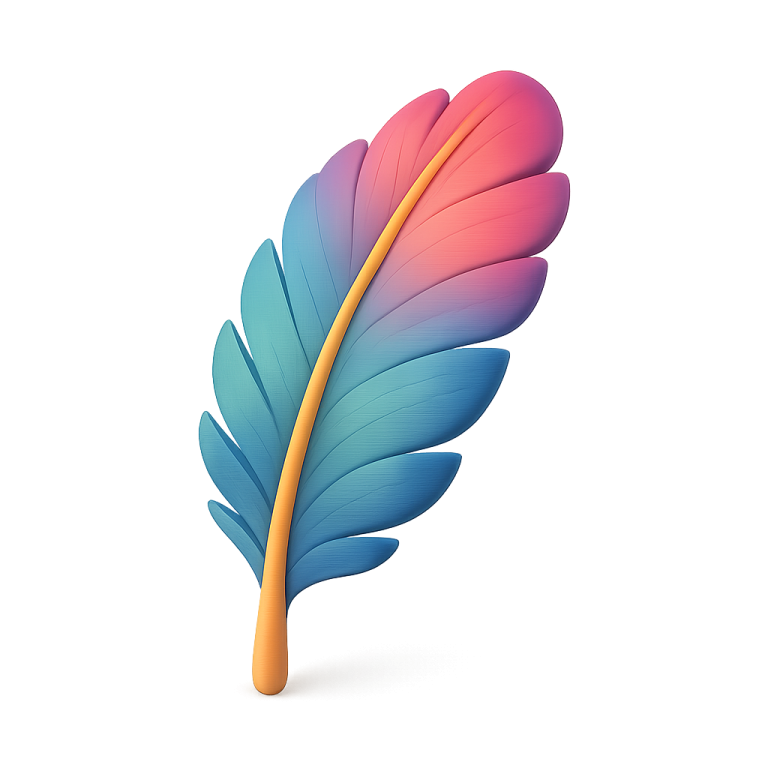 a colorful feather on a white background