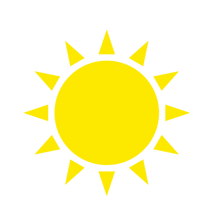 a black and white sun icon