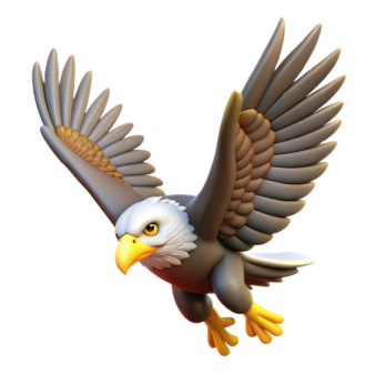 an eagle flying with its wings spread out